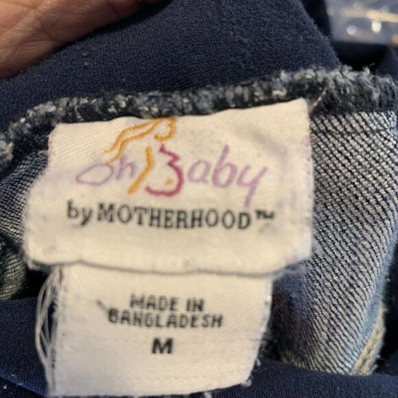 Oh Baby by Motherhood Maternity Jeans Sz M Medium Capri Blue Full Belly Band - Picture 10 of 11